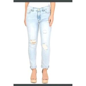 Seven7 Weekend Slim Fit Jean Five Points‎ Distressed Size 10 Roll Tab Bottom